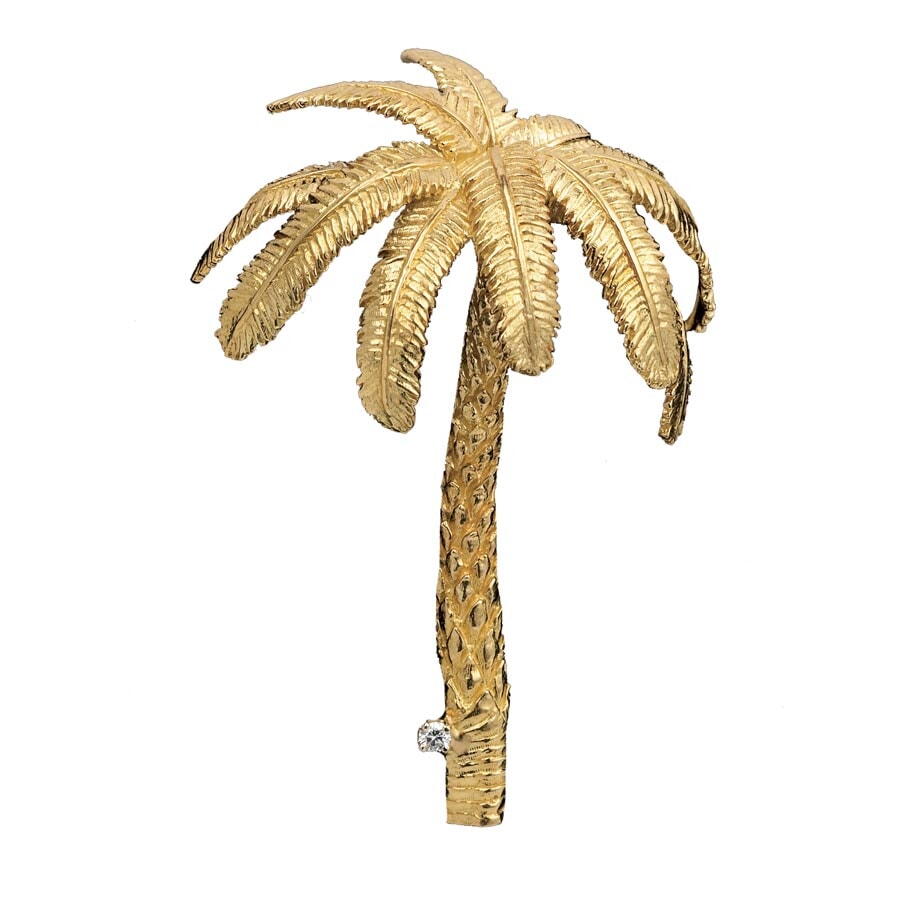 18k Yellow Gold Royal Palm Tree Pin